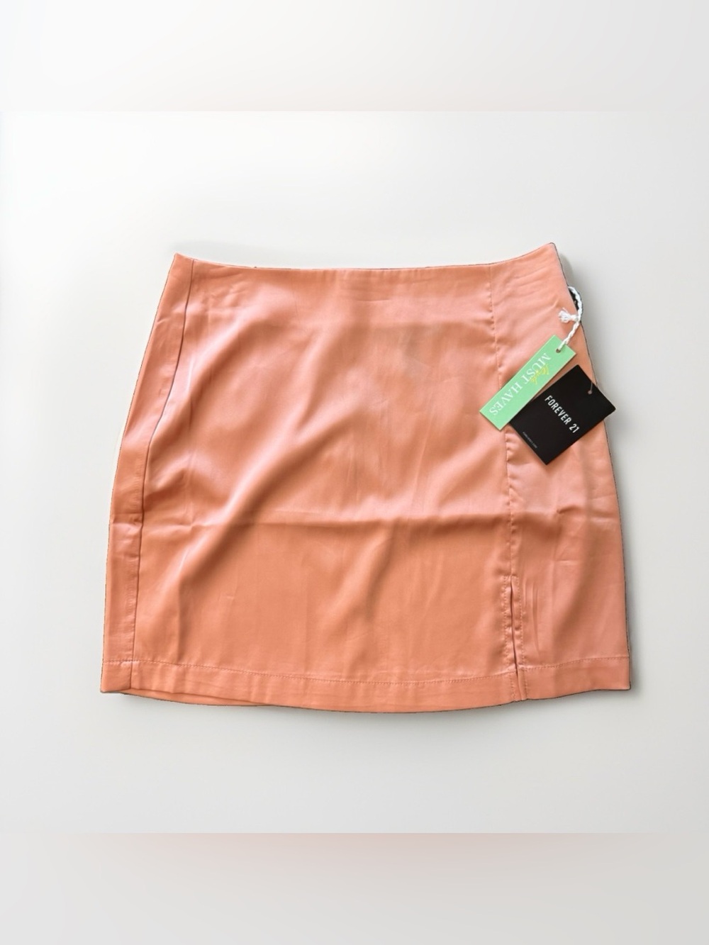 NWT Forever 21 Pastel Orange Peach Side Slit Mini Skirt Women's Size Small